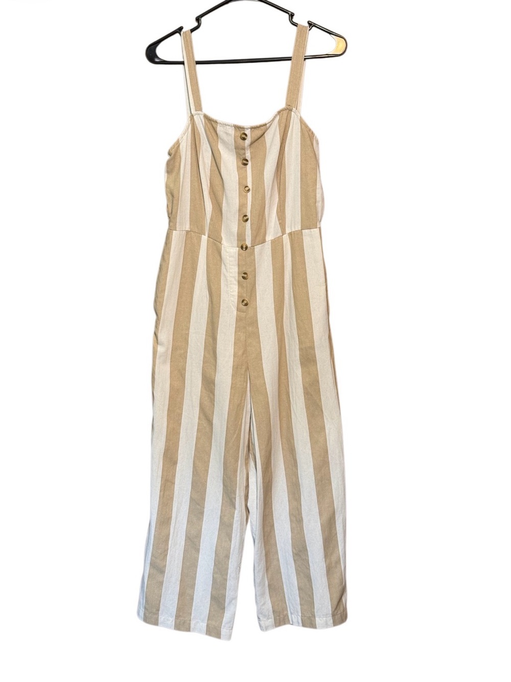 Altar’d State Stripe Wide Leg Jumpsuit Large Cotton Pockets - Picture 2 of 4